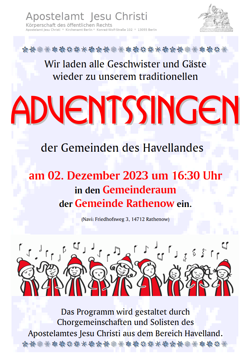 Adventssingen Havelland 2023 @ Gemeinde Rathenow